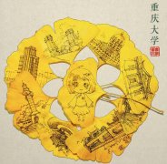 神还原！高校女生把校园画进银杏叶