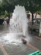 司机撞“爆”消防栓后逃跑 小区外水柱冲天成喷泉